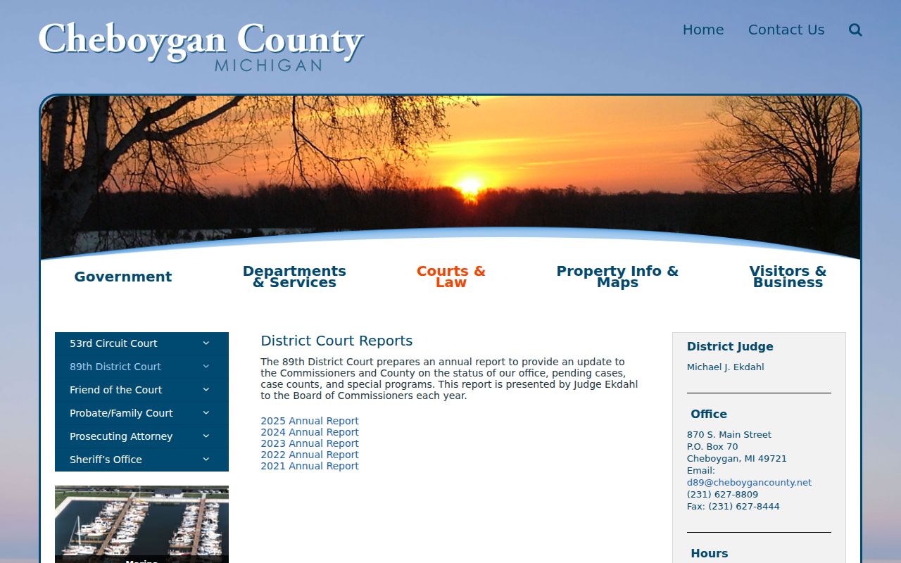 Presque Isle County criminal court docket reporting from the official 89th District Court annual report page