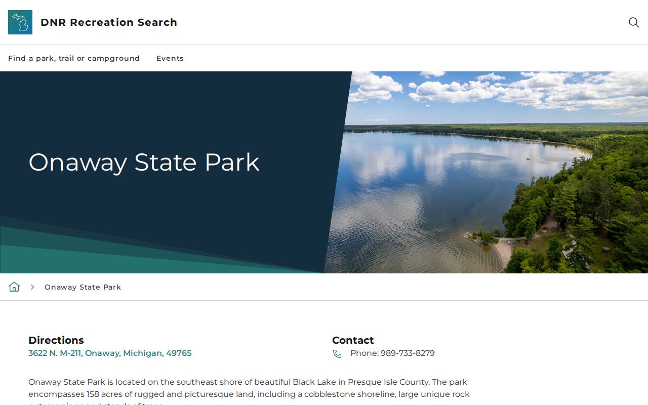 Onaway court docket local state park context and court routing