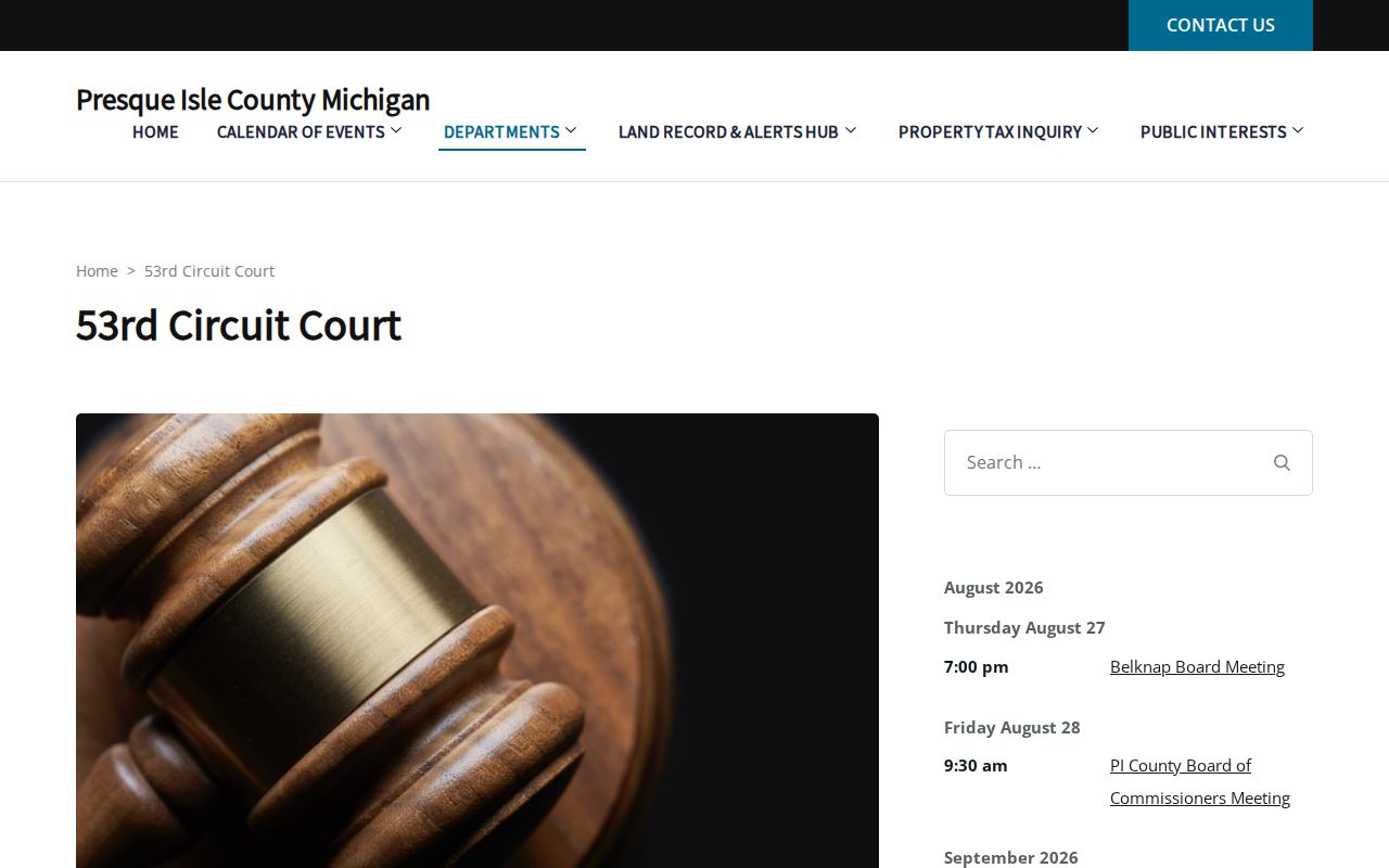 Presque Isle County court docket 53rd Circuit Court resources