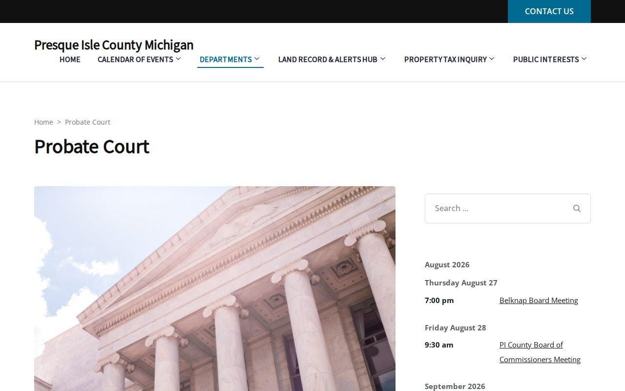Presque Isle County court docket Probate Court information