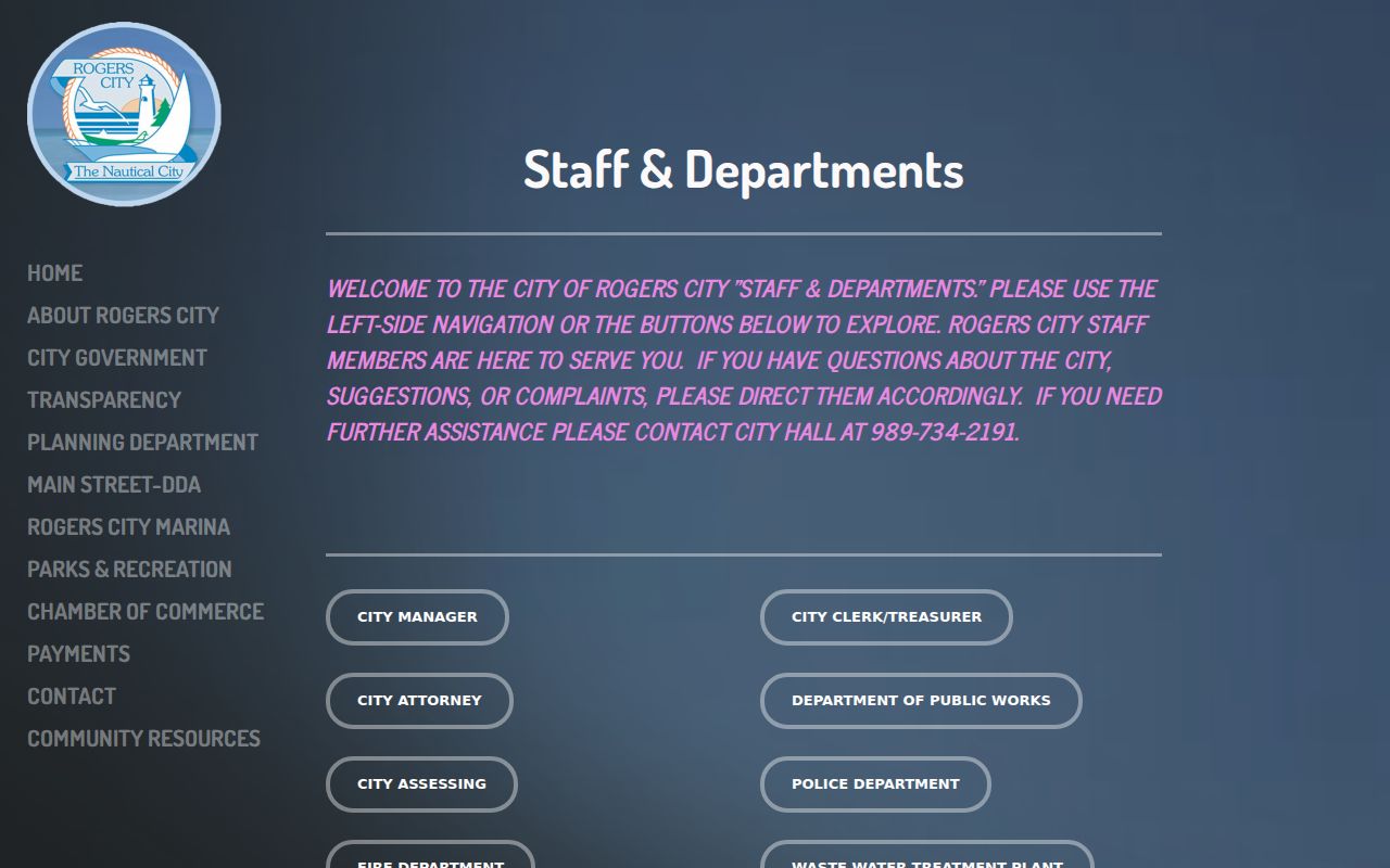 Rogers City court docket City Hall and department directory